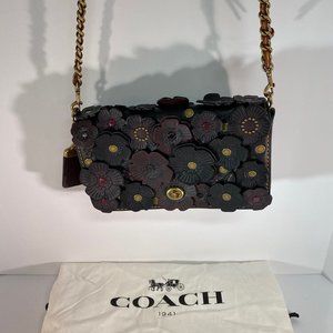 Coach "Dinky" Flower Applique Leather Bag
